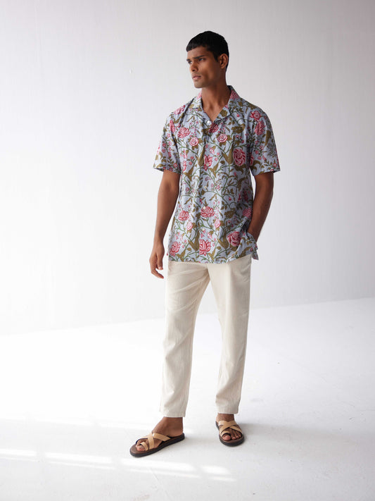 BLUE FLORAL COTTON SHIRT