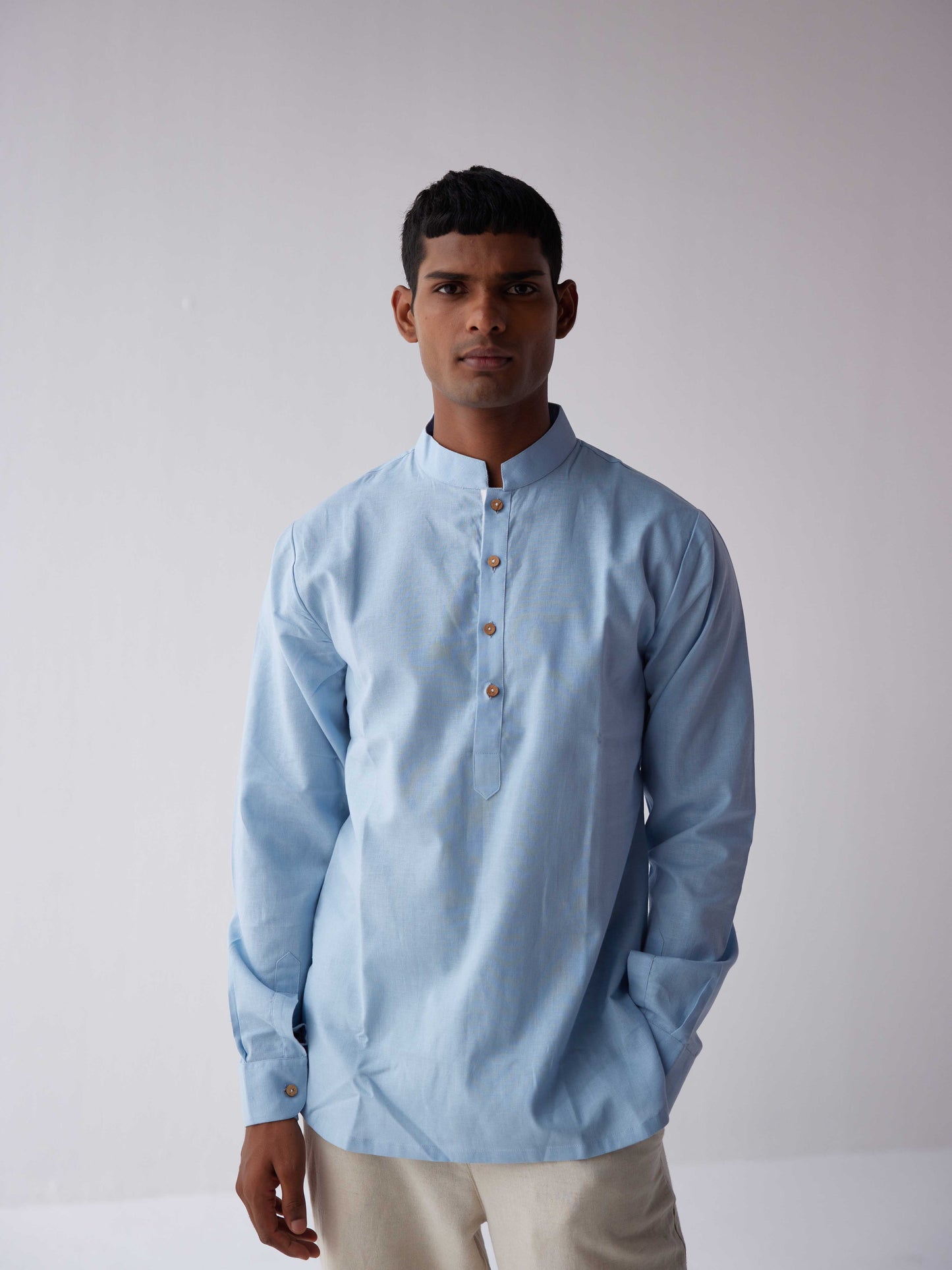 BLUE LINEN KURTA SHIRT