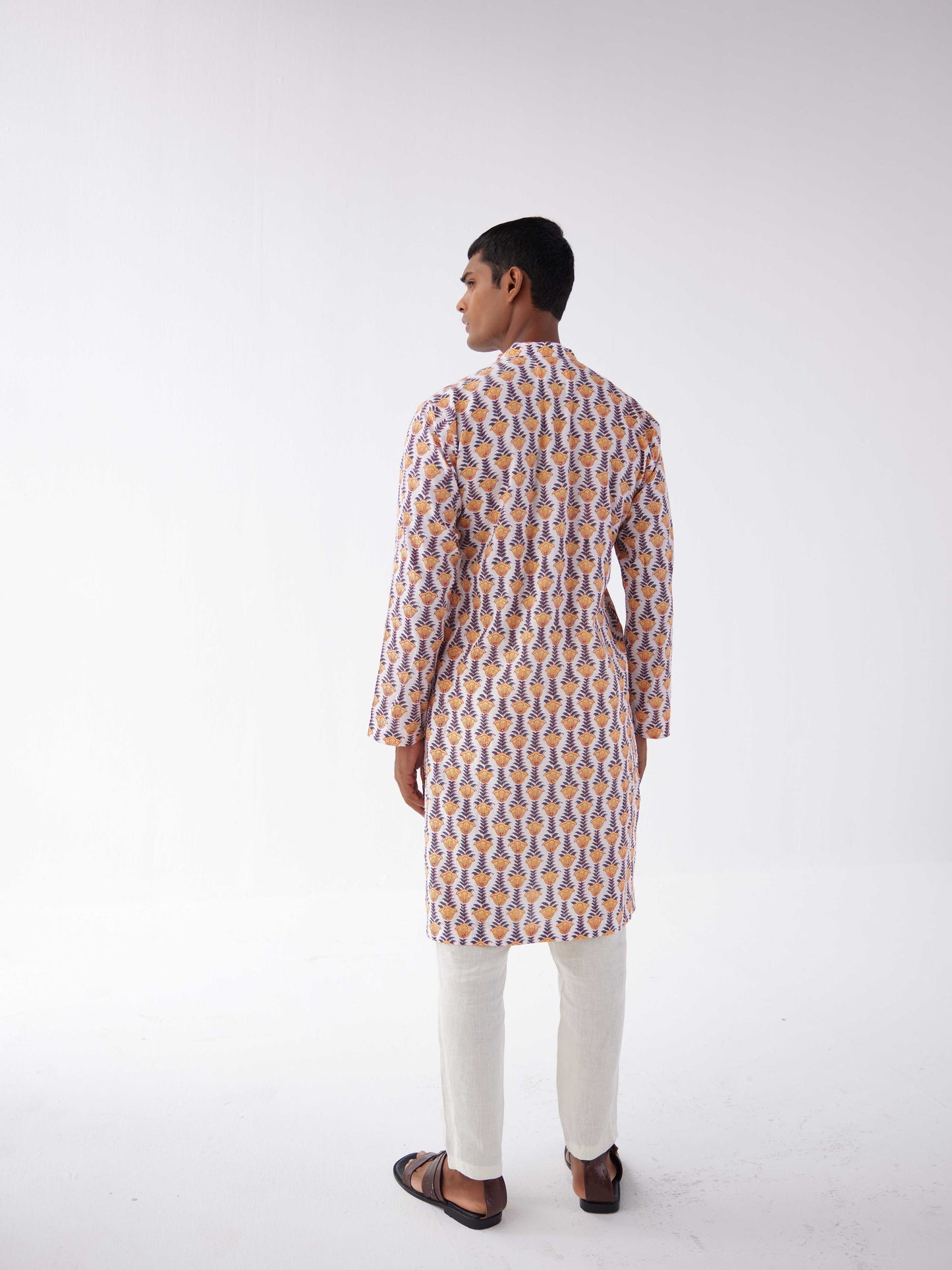 WHITE TULIP PRINTED COTTON KURTA