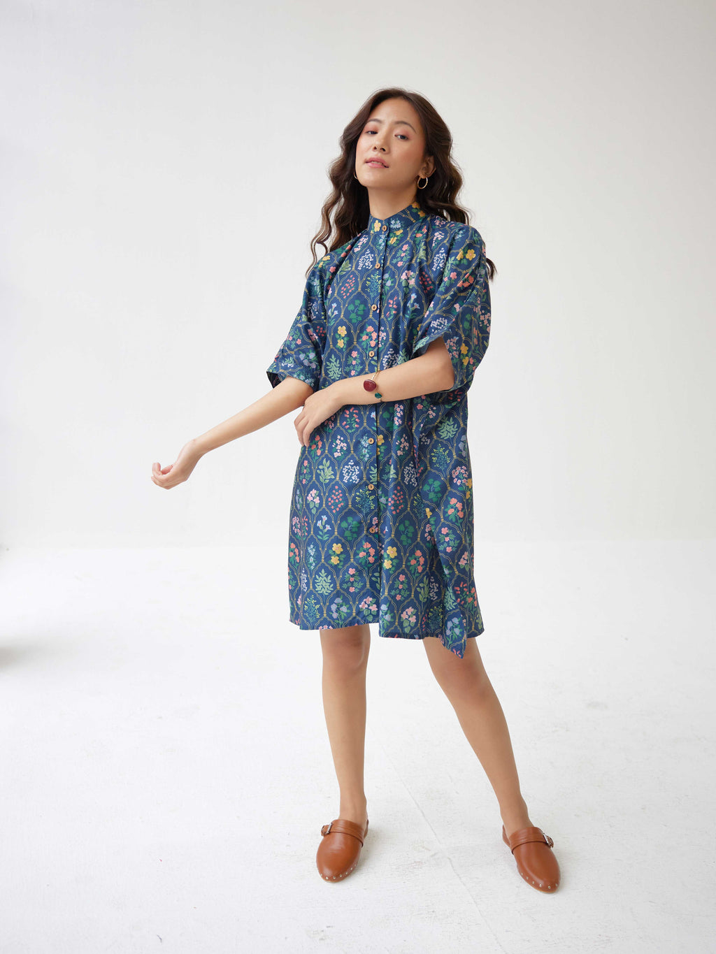 BLUE MUGHAL KAFTAN DRESS
