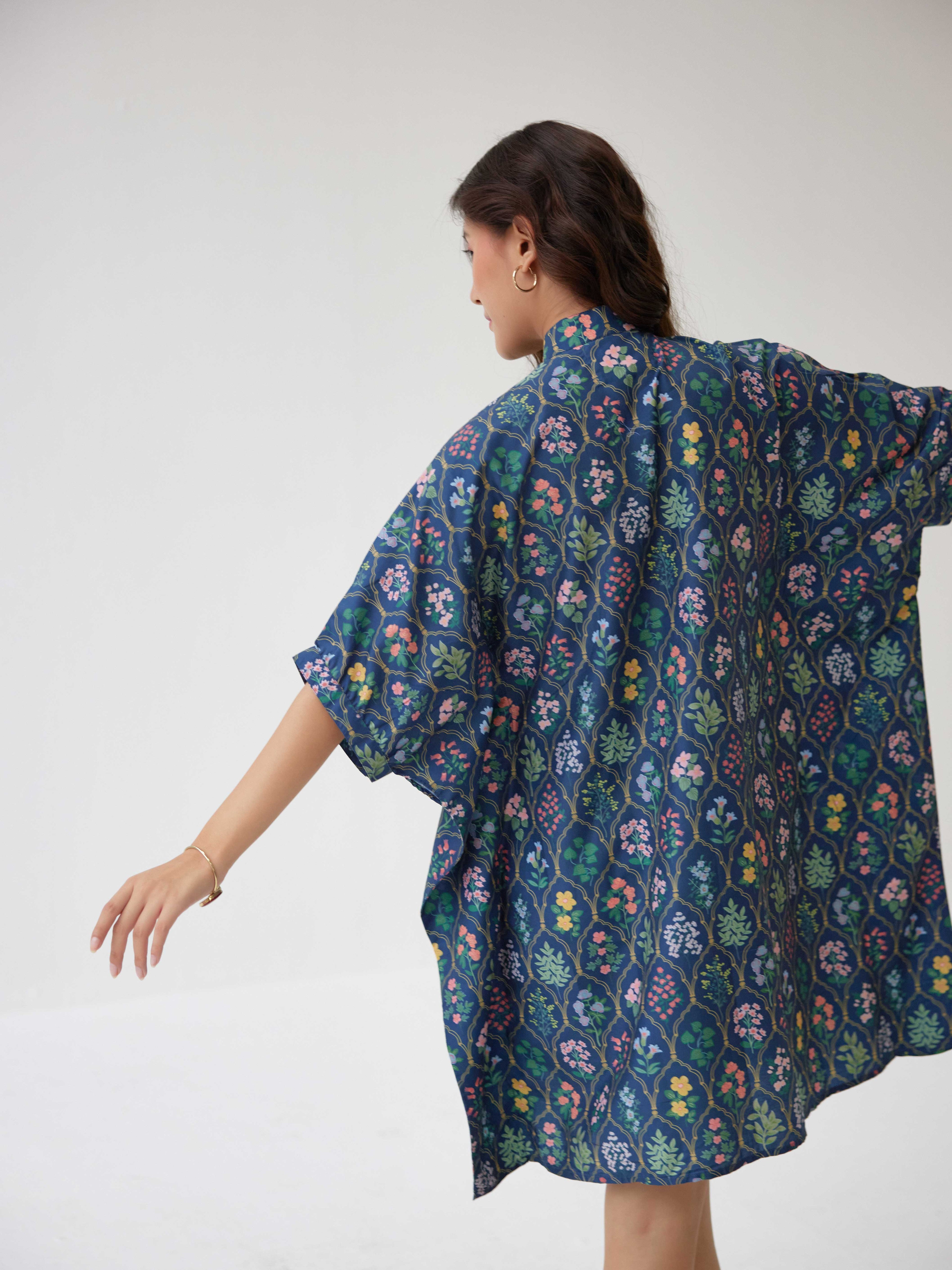 BLUE MUGHAL KAFTAN DRESS