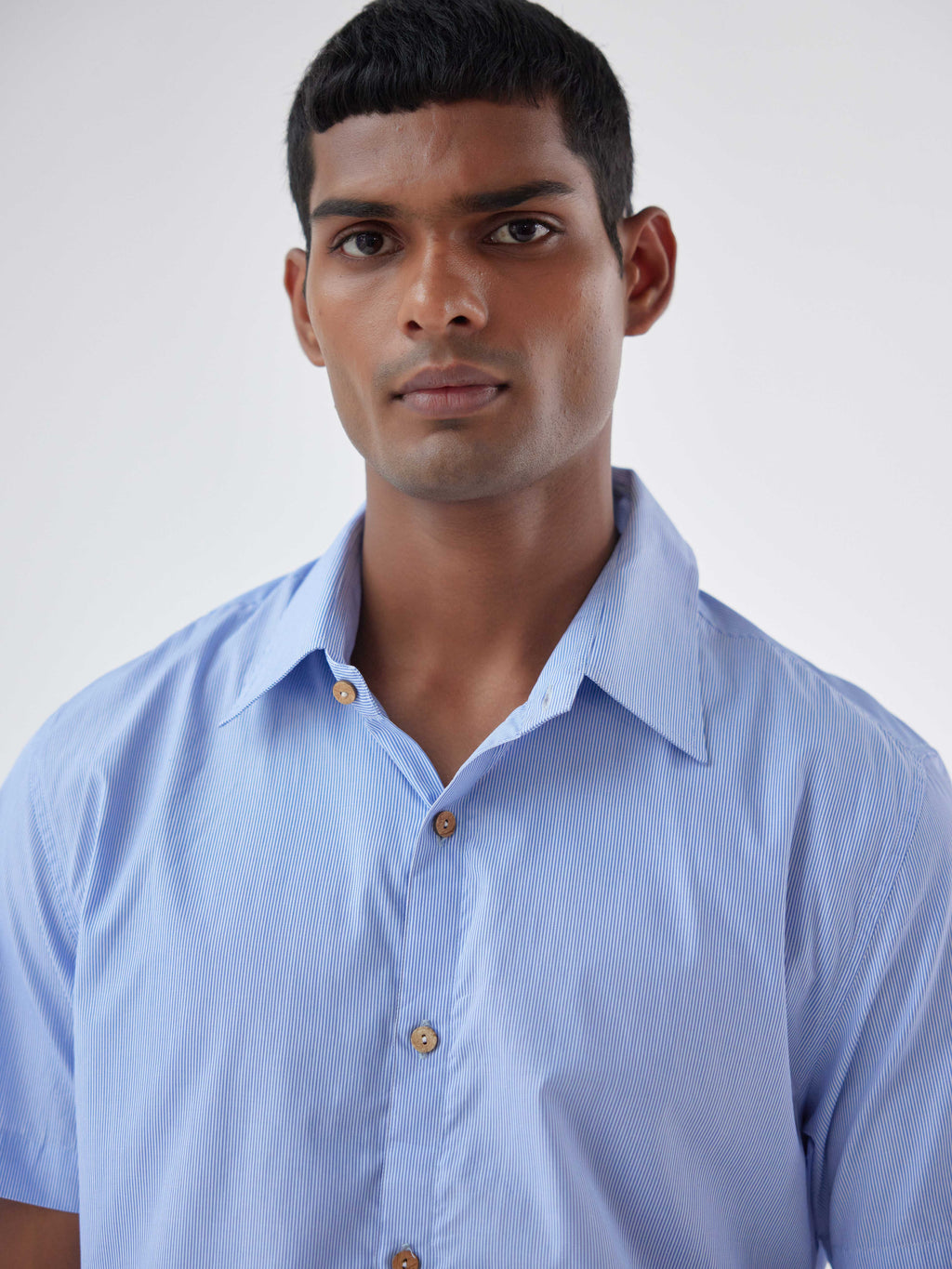 BLUE STRIPE POPLIN RESORT SHIRT