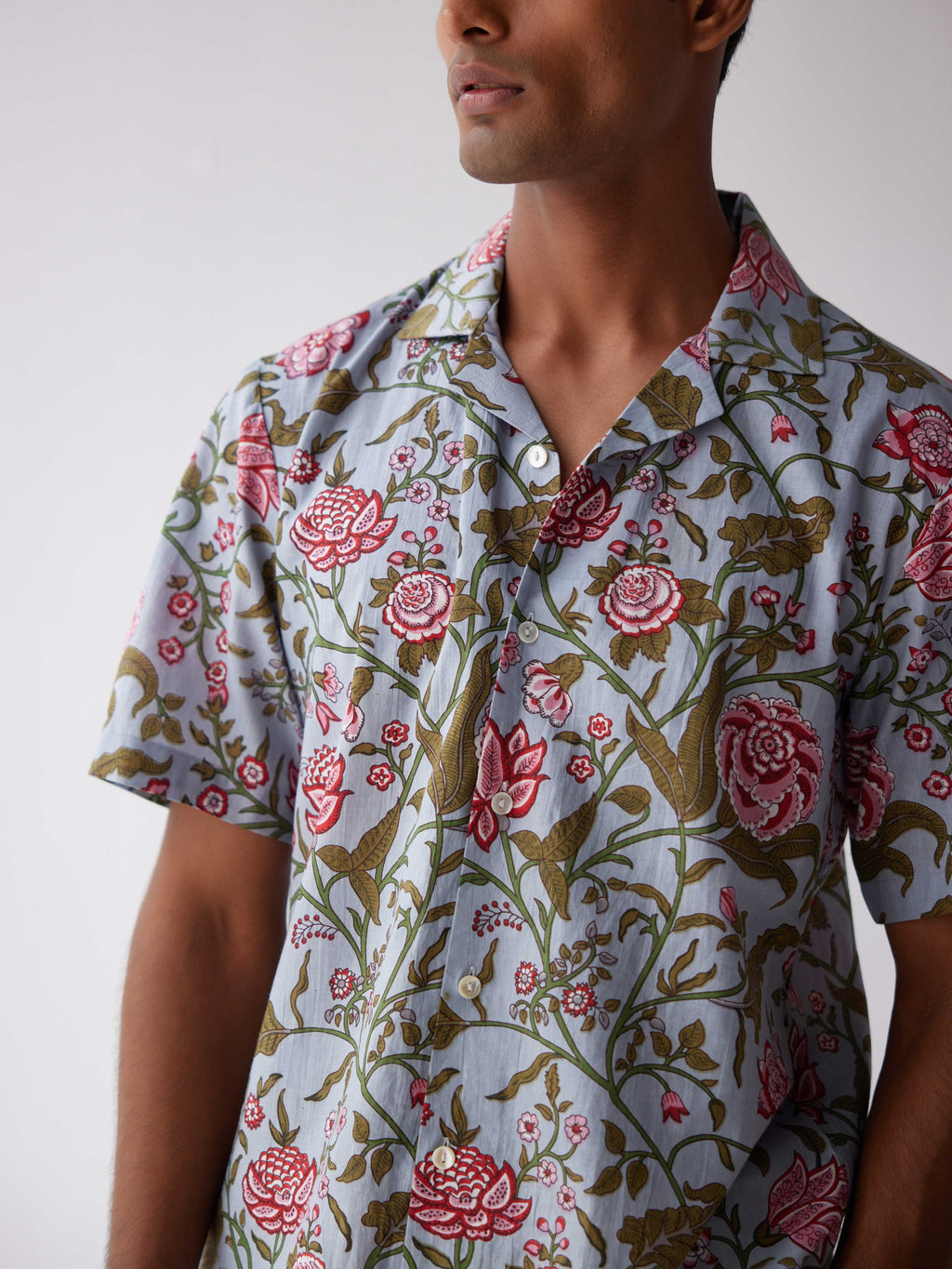 BLUE FLORAL COTTON SHIRT