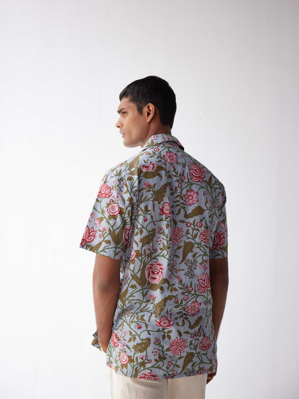 BLUE FLORAL COTTON SHIRT