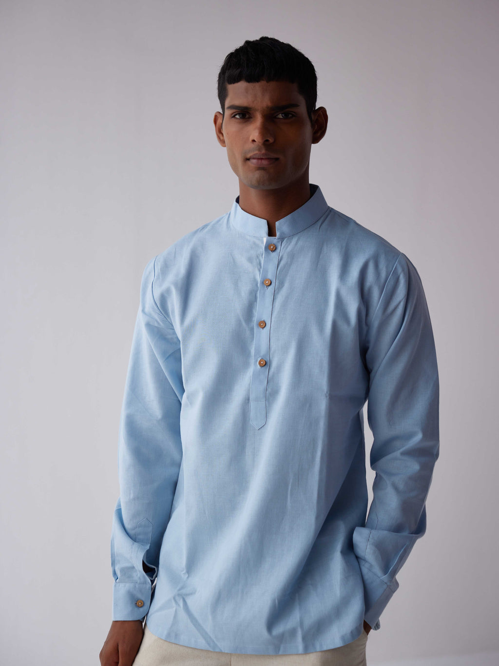 BLUE LINEN KURTA SHIRT