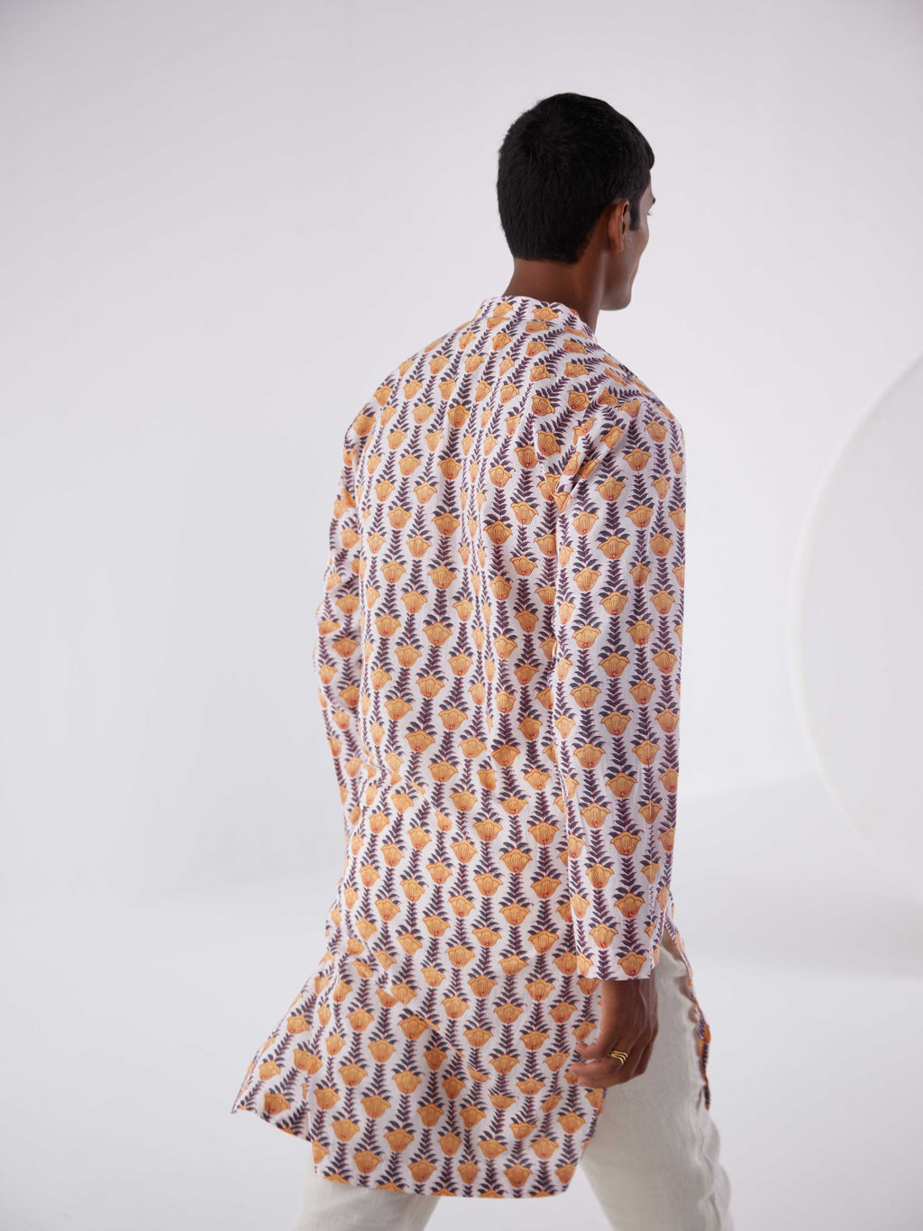 WHITE TULIP PRINTED COTTON KURTA