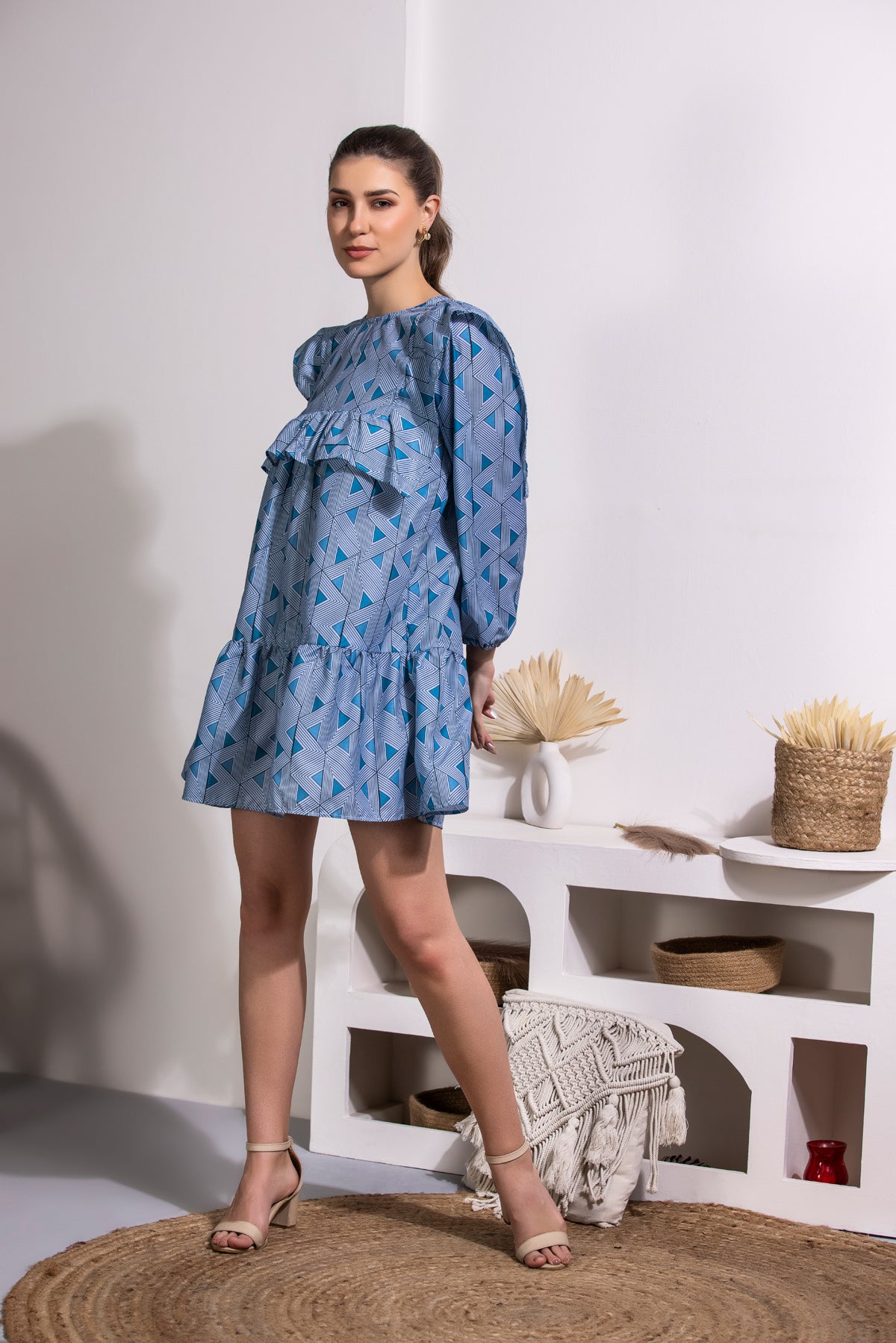 Ocean Mini Ruffle Dress