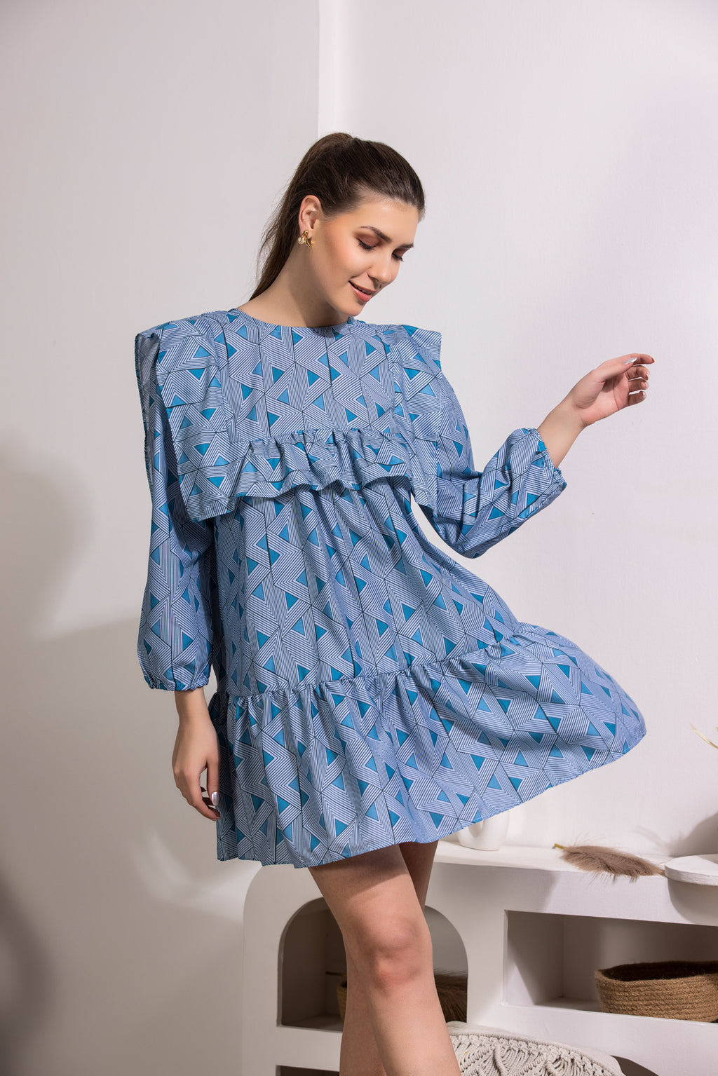 Ocean Mini Ruffle Dress