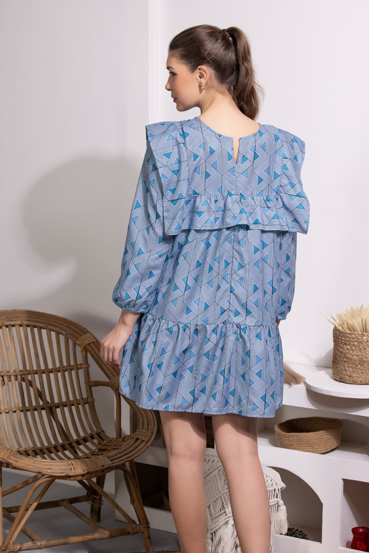 Ocean Mini Ruffle Dress