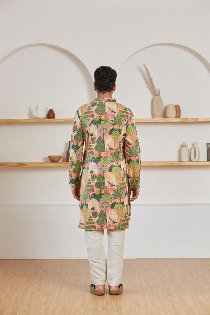 Mughal Garden kurta for men detail - Label Kheerganga