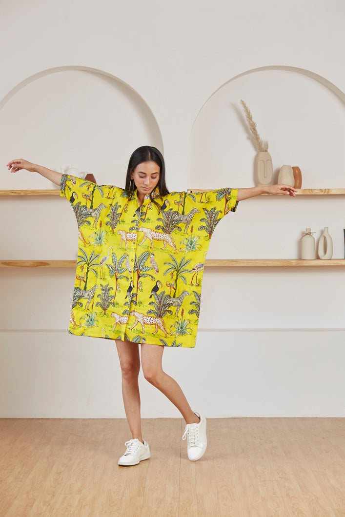 Vanaspati kaftan dress for women back view - Label Kheerganga