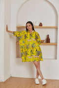 Vanaspati yellow kaftan dress for women - Label Kheerganga