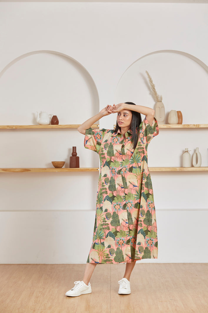Mughal Garden maxi dress for women full length - Label Kheerganga