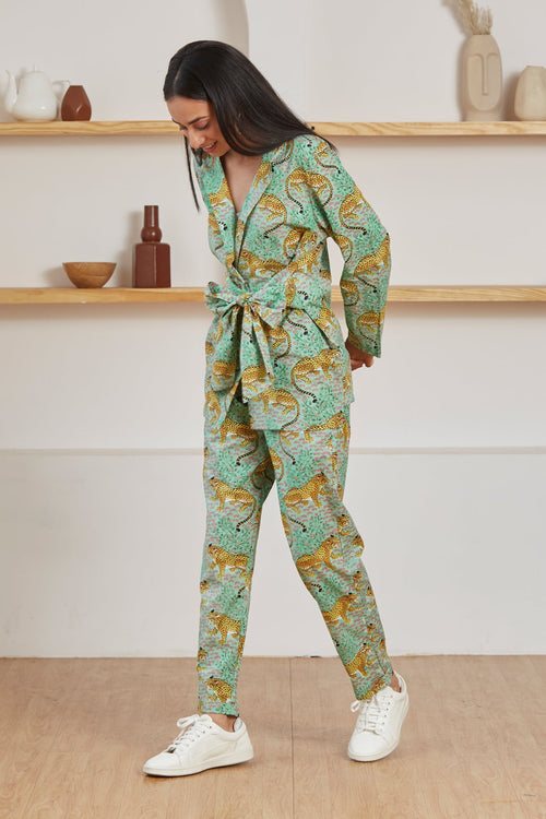 Baagh tiger print co-ord set for women - Label Kheerganga