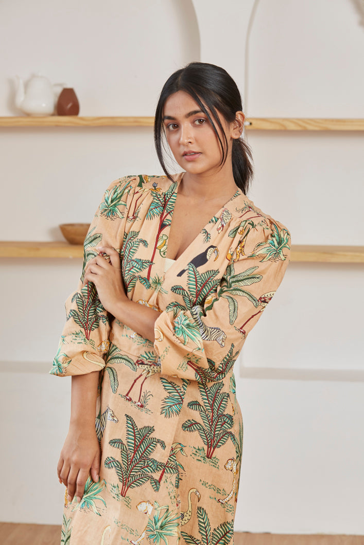 Vanaspati maxi dress for women side view - Label Kheerganga