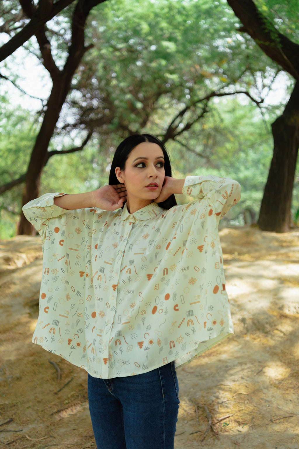 Luna off-white kaftan shirt for women - Label Kheerganga