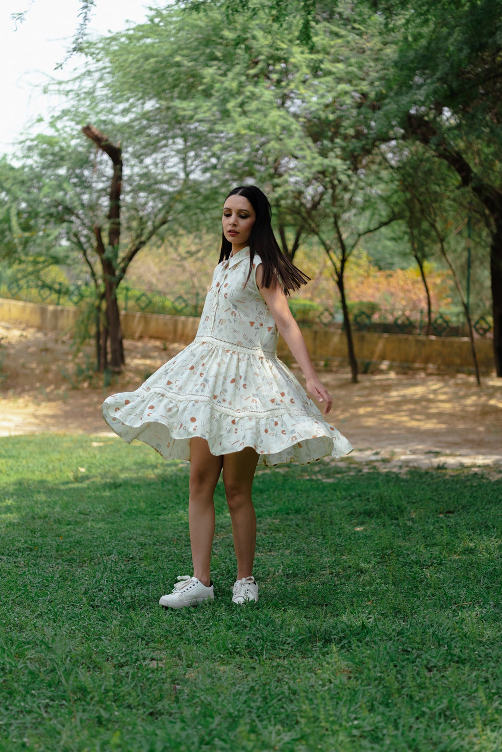 Luna white mini dress for women side view - Label Kheerganga