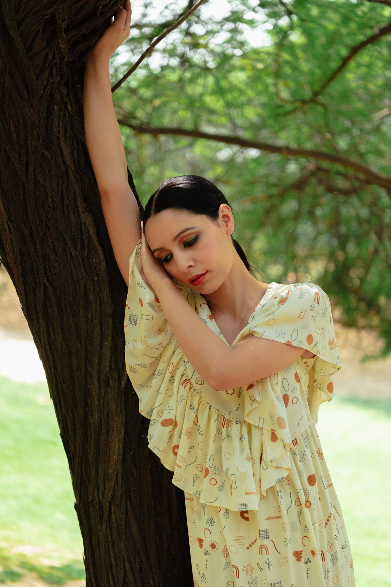 Luna off-white maxi dress for women - Label Kheerganga