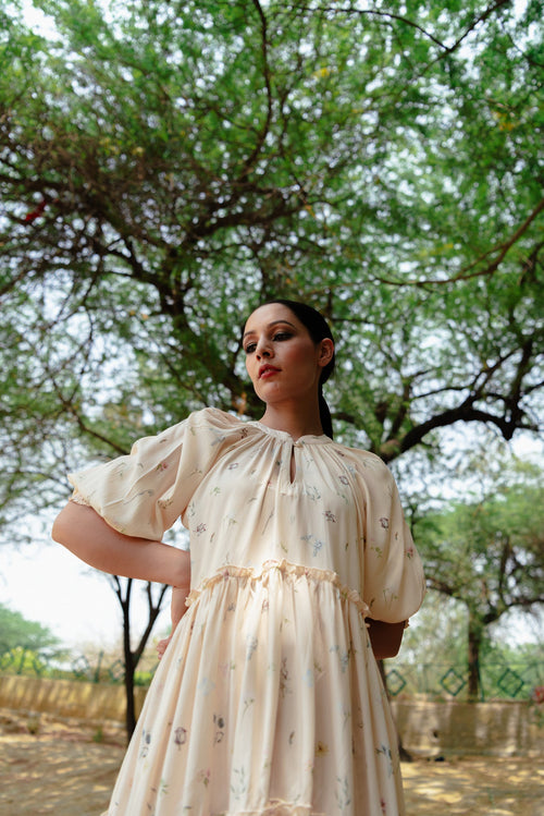 Ava peach midi dress for women - Label Kheerganga