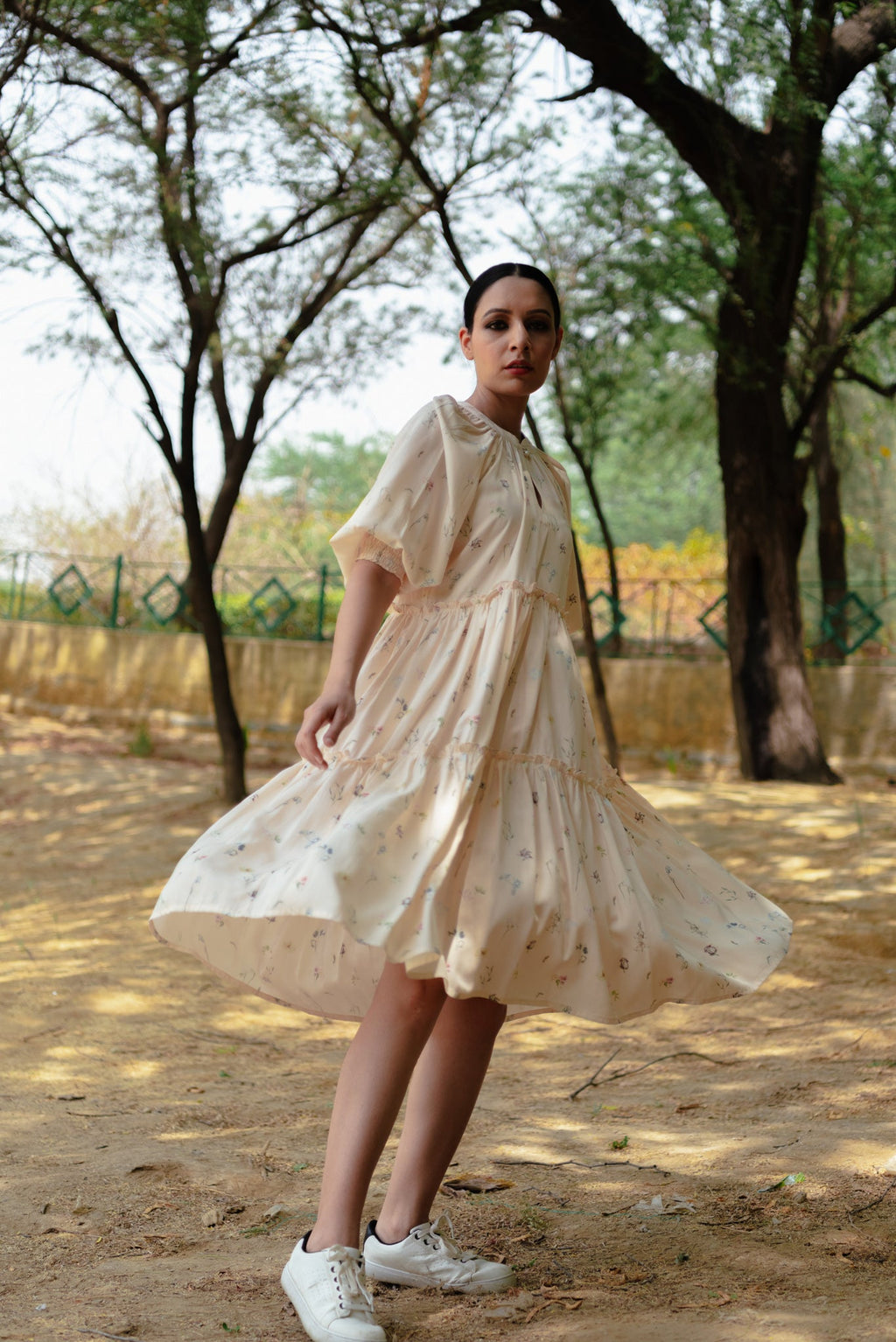 Ava (Peach) Midi Dress