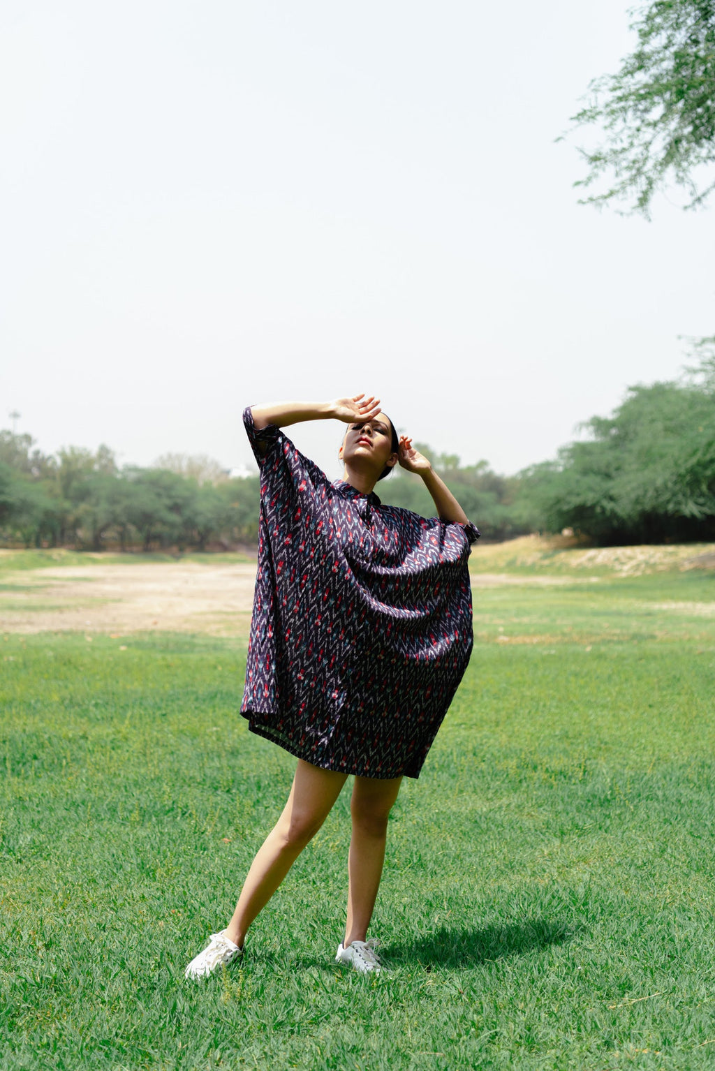 Iris ikkat midi dress for women - Label Kheerganga
