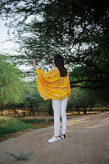 Calla yellow asymmetric shirt for women - Label Kheerganga