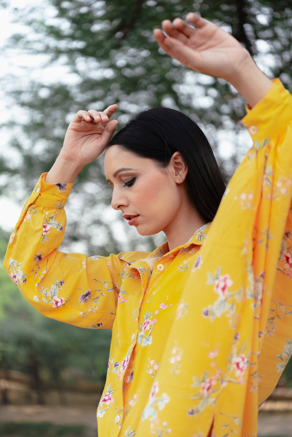 Calla yellow shirt for women detail - Label Kheerganga