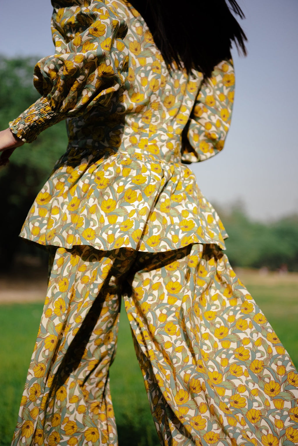 June white co-ord set for women back view - Label Kheerganga