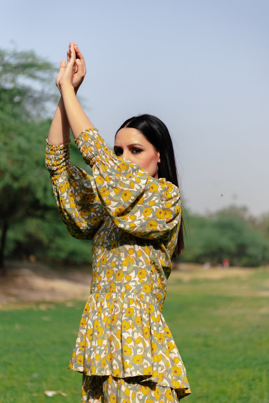 June white co-ord set for women side view - Label Kheerganga