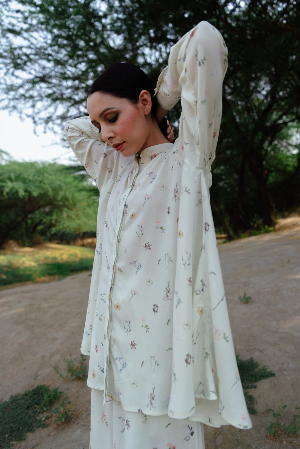 Ava off-white co-ord set for women side view - Label Kheerganga