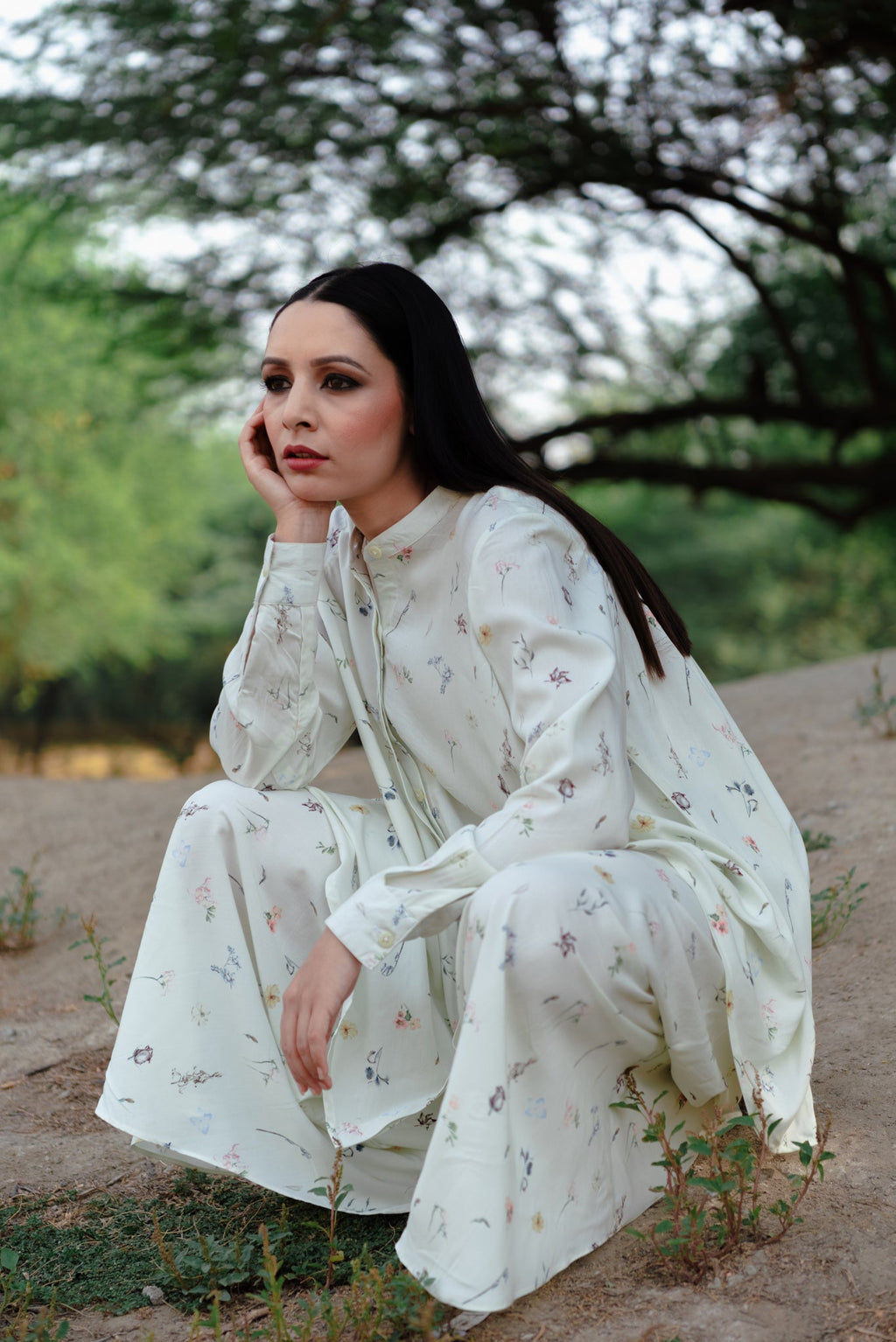 Ava off-white co-ord set for women detail - Label Kheerganga