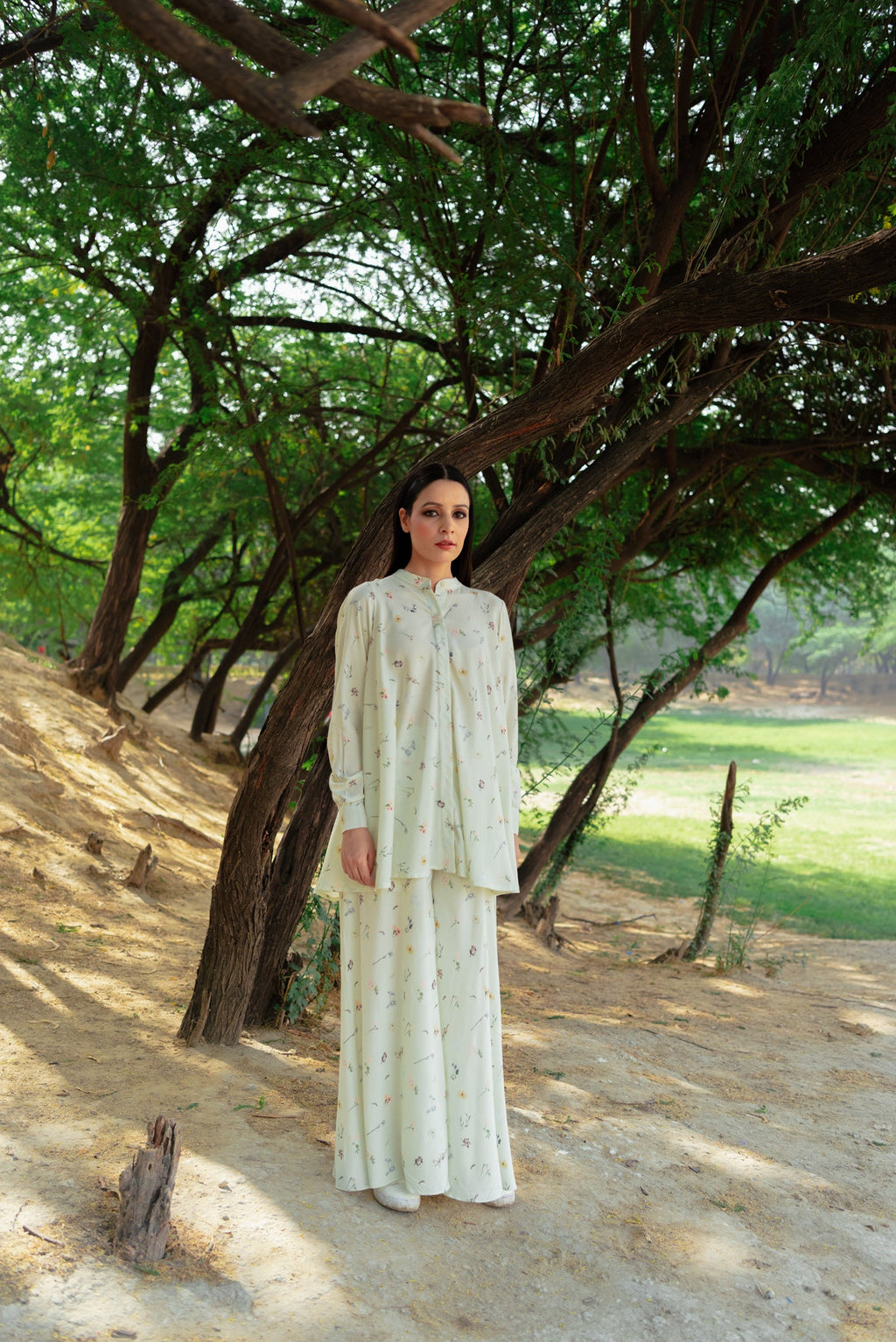 Ava off-white co-ord set for women full view - Label Kheerganga