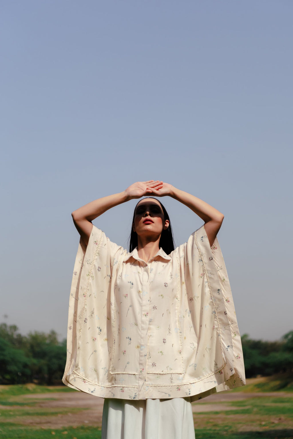 Ava peach kaftan shirt for women - Label Kheerganga