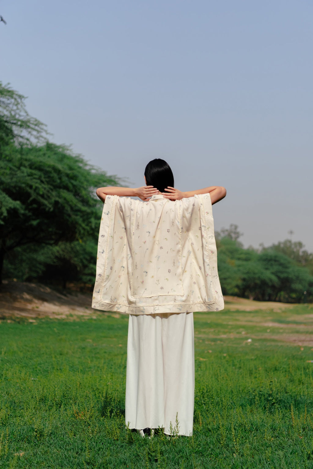 Ava peach kaftan shirt for women back view - Label Kheerganga