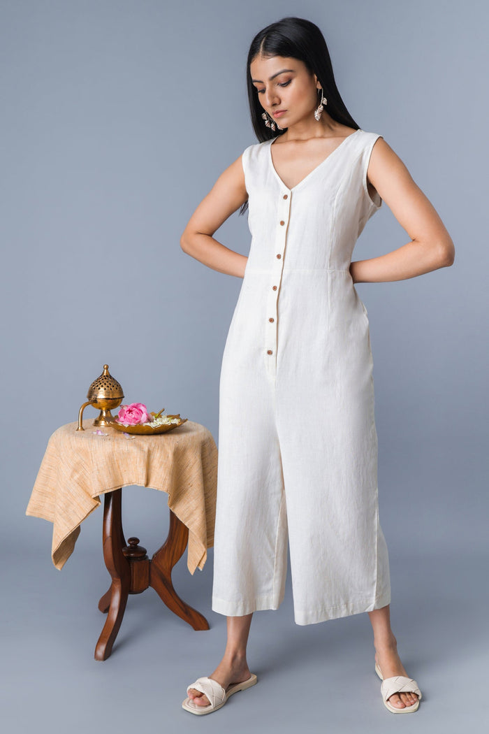 Safed Suti Jumpsuit