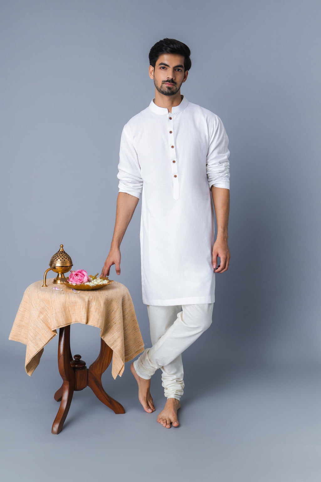 Safed Suti white kurta for men - Label Kheerganga