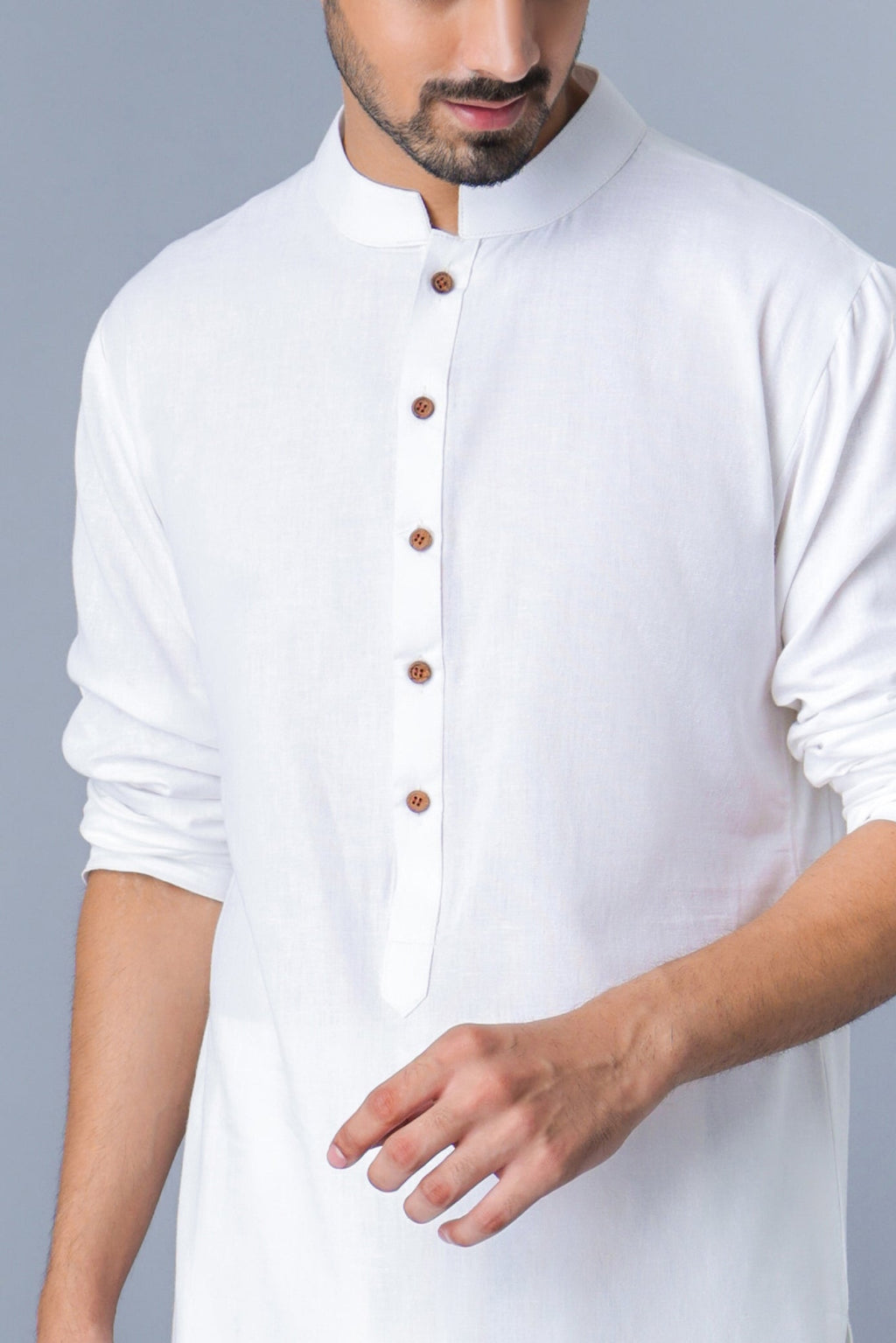 Safed Suti kurta for men side view - Label Kheerganga