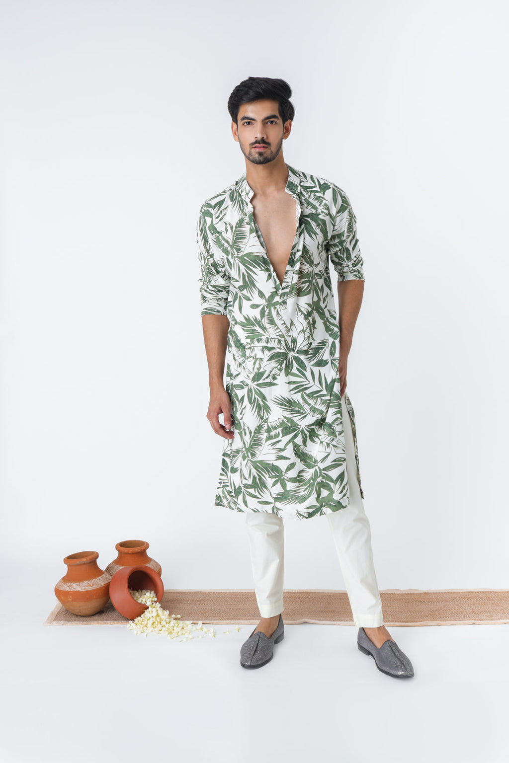 Sunderban kurta for men side view - Label Kheerganga