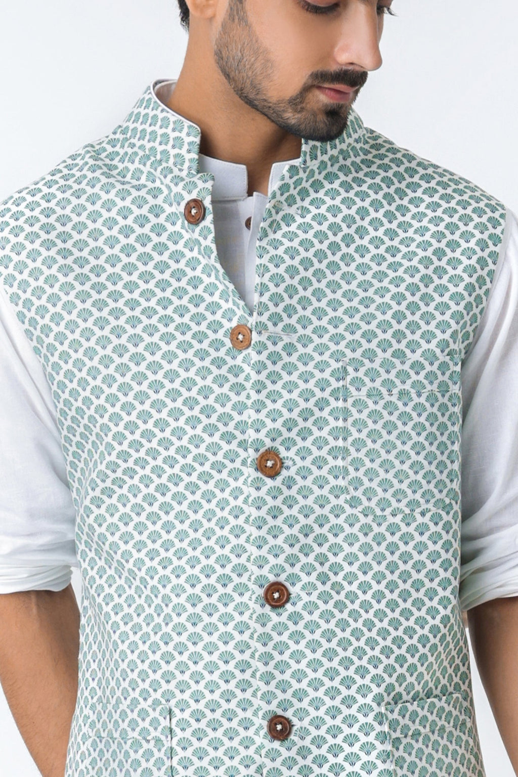 Pista Shankh Nehru jacket for men detail - Label Kheerganga