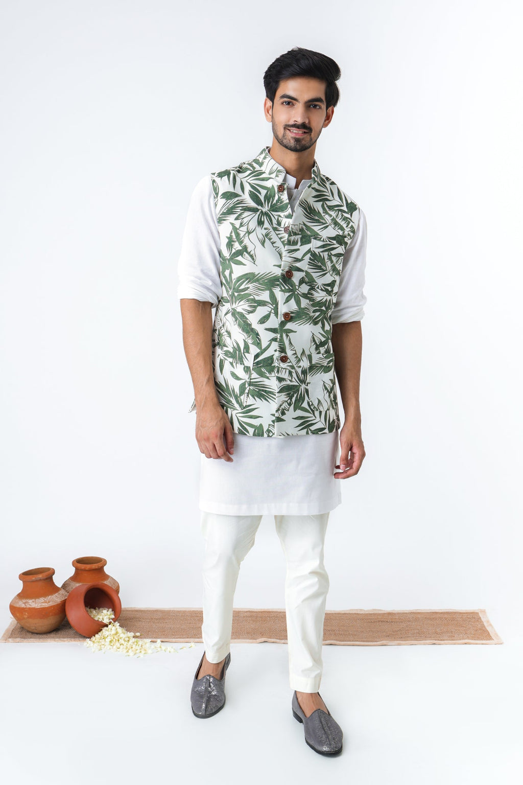 Sunderban Nehru jacket for men side view - Label Kheerganga