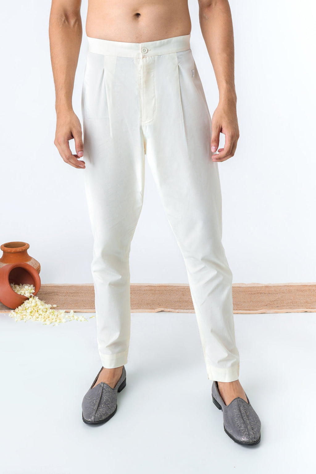 Safed Suti churidaar pants for men - Label Kheerganga