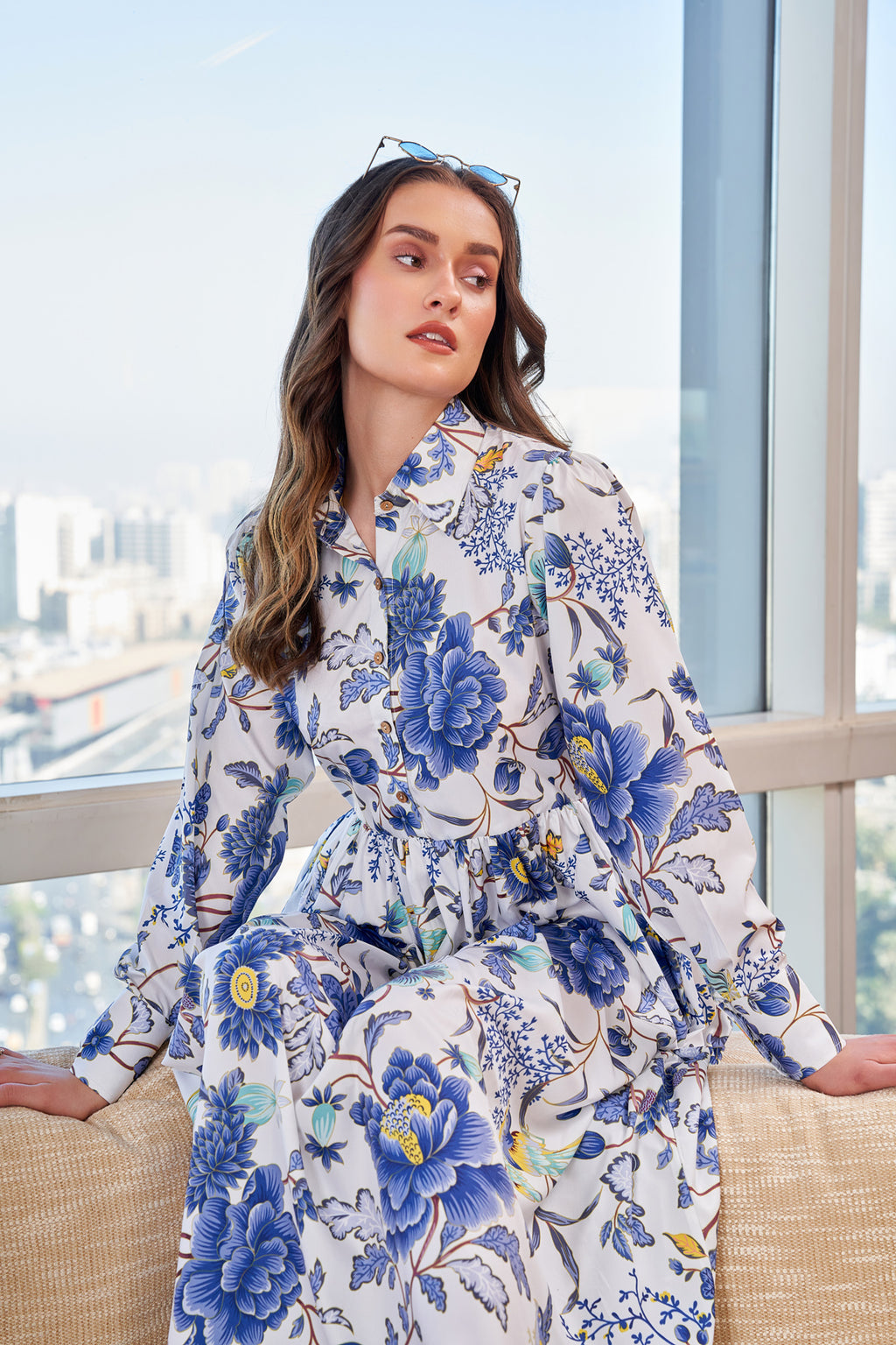 Blue Aparajita maxi dress for women back view - Label Kheerganga