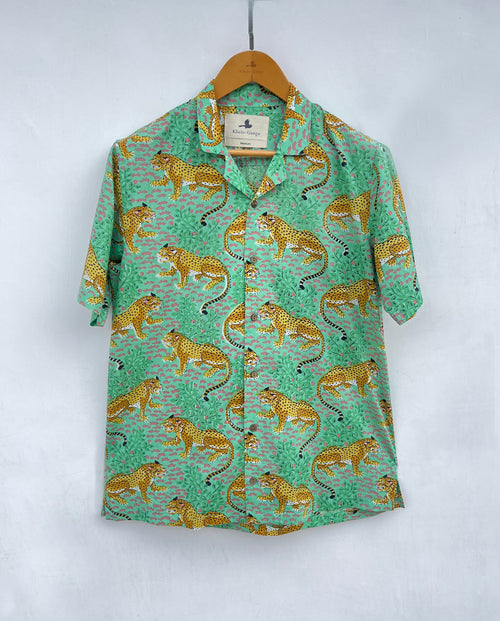 Baagh print shirt for men back view - Label Kheerganga
