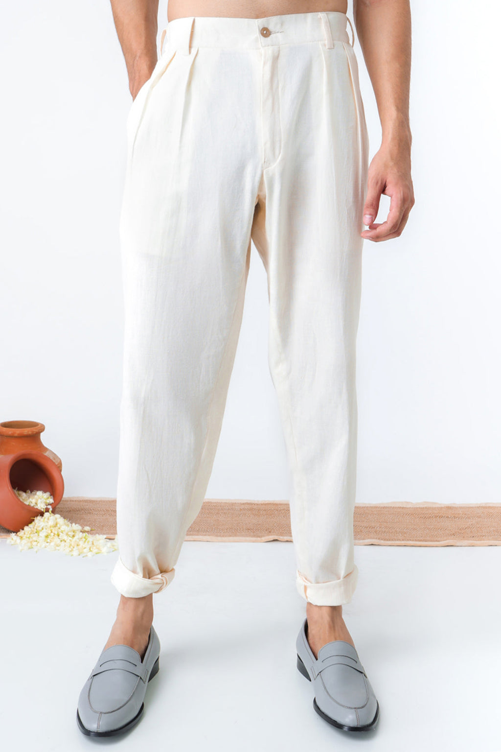 Safed Suti white trouser for men - Label Kheerganga