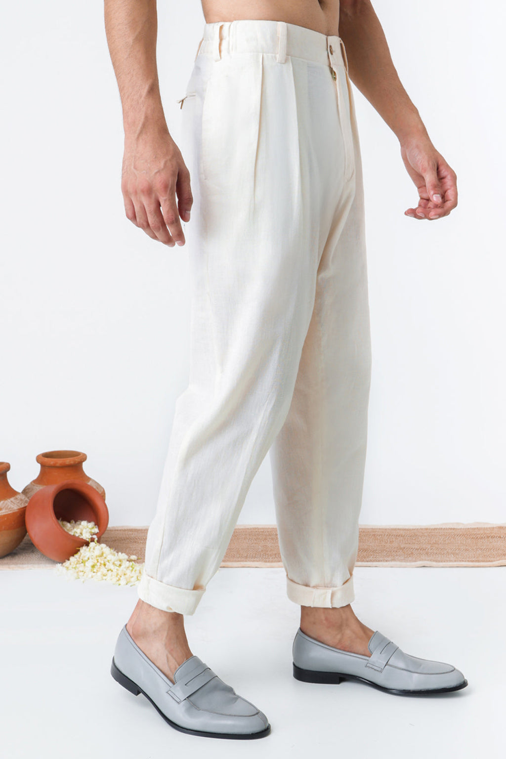 Safed Suti trouser for men back view - Label Kheerganga