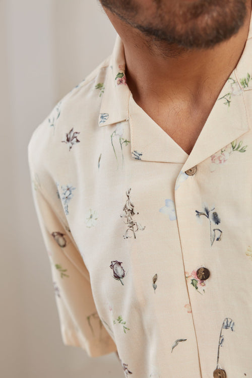 Ava peach floral shirt for men - Label Kheerganga