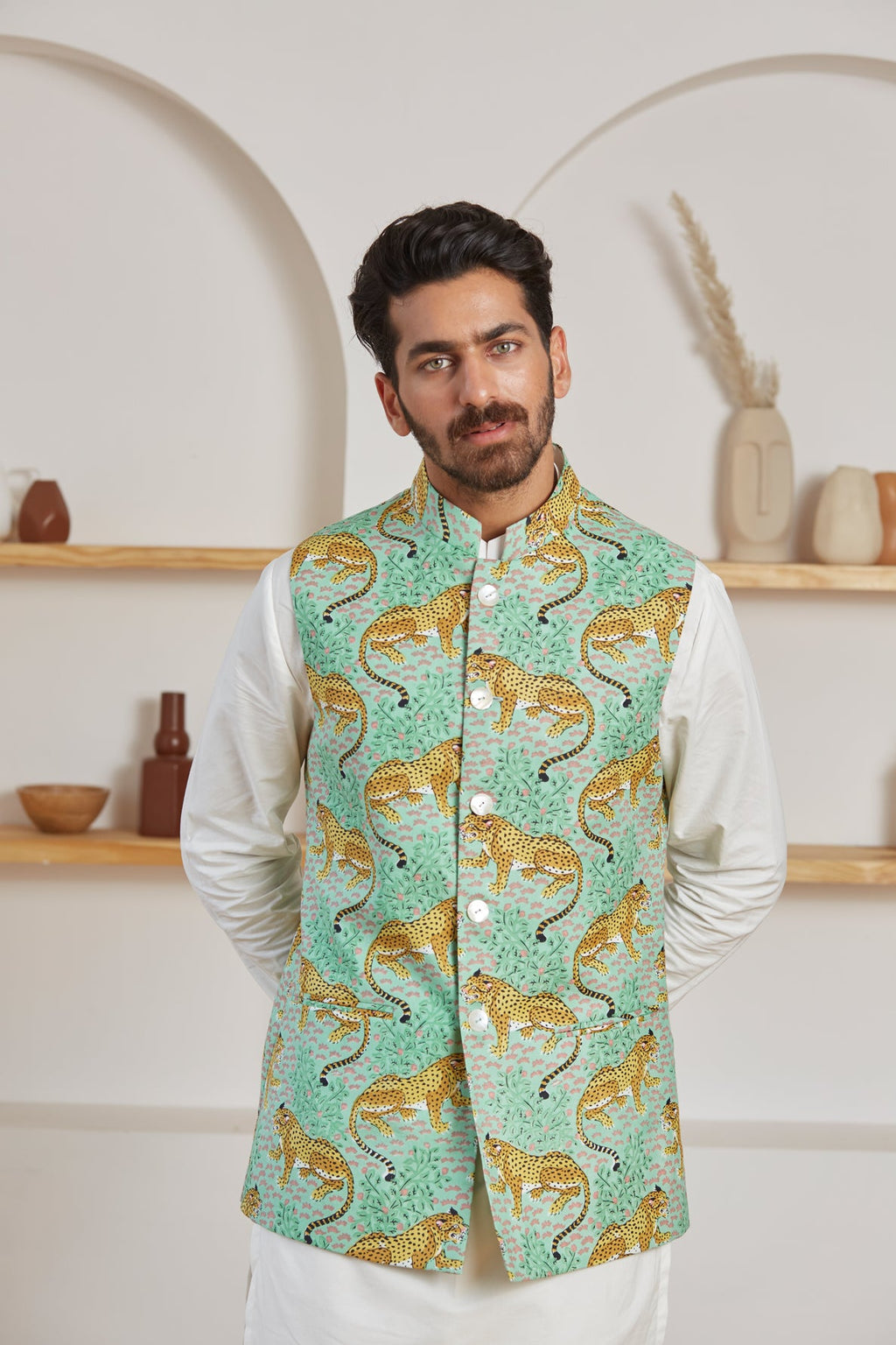 Baagh Nehru jacket for men detail - Label Kheerganga
