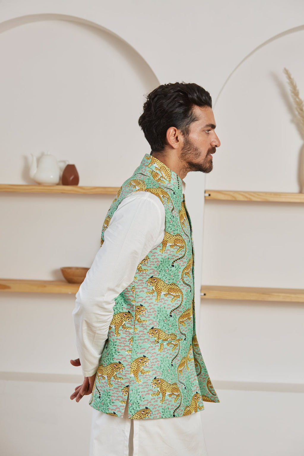 Baagh Nehru jacket for men full view - Label Kheerganga
