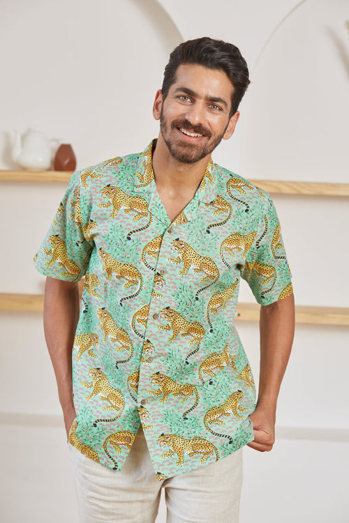 Baagh tiger print shirt for men - Label Kheerganga