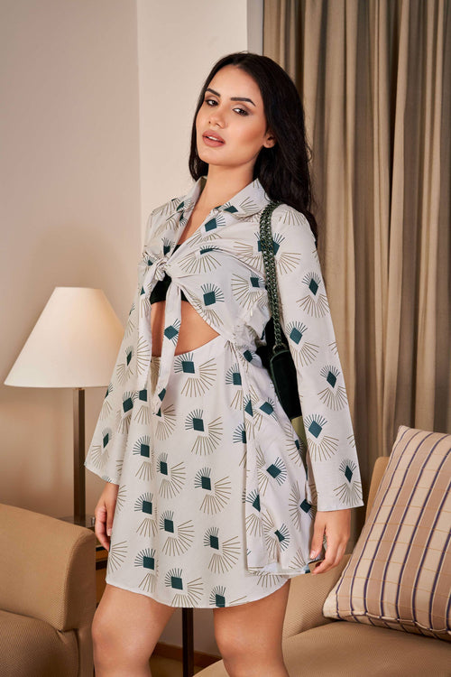 Art Deco mini dress for women back view - Label Kheerganga